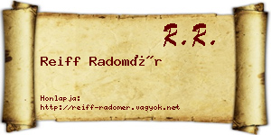 Reiff Radomér névjegykártya